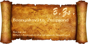 Bosnyakovits Zsigmond névjegykártya
